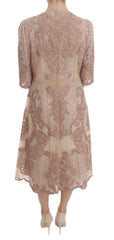 Dolce & Gabbana Pinkes Seiden-Spitzen-Ricamo-Shift-Kleid
