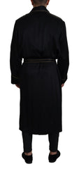 Dolce & Gabbana Schwarzer Morgenmantel-Wickeljacke aus 100 % Seide