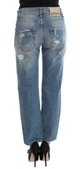 John Galliano Blaue Jeans aus Baumwolle im Boyfriend-Fit und Cropped-Schnitt