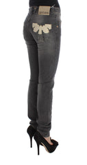 John Galliano Grau ausgewaschene Baumwollmischung Stretchjeans in schmaler Passform