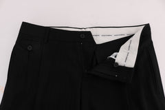 Dolce & Gabbana Schwarze gestreifte Hose aus Wollstretch