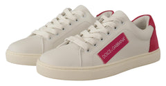 Dolce & Gabbana Weiße pinke Leder-Low-Top-Sneaker Damenschuhe