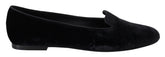 Dolce & Gabbana Zwart Fluweel Instappers Loafers Platte Schoenen