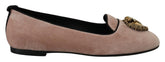 Dolce & Gabbana Roze Fluwelen Instappers Loafers Platte Schoenen