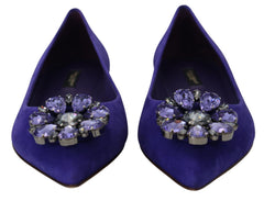 Dolce & Gabbana Lila Wildleder Kristalle Loafer Flats Schuhe
