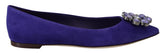 Dolce & Gabbana Paarse Suède Kristallen Loafers Flats Schoenen