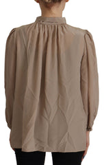 Dolce & Gabbana Braunes Top mit Schärpe und Ascot-Kragen