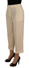 Dolce & Gabbana Elfenbeinweiße High Waist Cropped Hose mit umgeschlagenem Saum