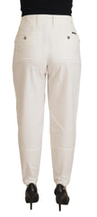 Dolce & Gabbana White High Waist Tapered Women Cotton Pants