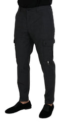 Dolce & Gabbana Graue Karierte Cargo-Hose Stretchhose