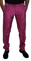 Dolce & Gabbana Rosa Seide Schmale Hose Anzughose