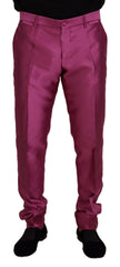 Dolce & Gabbana Rosa Seide Schmale Hose Anzughose