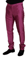 Dolce & Gabbana Rosa Seide Schmale Hose Anzughose