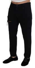 Dolce & Gabbana Schwarze locker geschnittene Jeans aus Baumwolle mit Used-Effekt