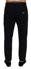 Dolce & Gabbana Schwarze locker geschnittene Jeans aus Baumwolle mit Used-Effekt