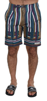 Dolce & Gabbana Multicolor gestreepte stretchkatoenen short