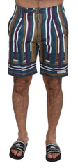 Dolce & Gabbana Shorts aus Stretch-Baumwolle mit mehrfarbigen Streifen