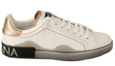 Dolce & Gabbana Weiße Leder-Low-Top-Sneaker Freizeitschuhe