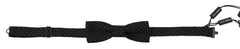 Dolce & Gabbana Schwarze gemusterte Seiden-Fliege mit verstellbarem Halsband