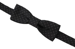 Dolce & Gabbana Schwarze gemusterte Seiden-Fliege mit verstellbarem Halsband