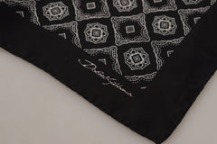 Dolce & Gabbana Schwarzes quadratisches Halstuch mit geometrischem Muster