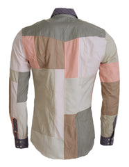 Dolce & Gabbana Multicolor Patchwork-Hemd aus Baumwolle im Slim Fit