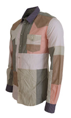 Dolce & Gabbana Multicolor Patchwork-Hemd aus Baumwolle im Slim Fit