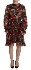 Dolce & Gabbana Kniehohes A-Linien-Kleid mit Geranienmuster in verschiedenen Farben