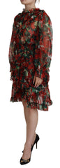 Dolce & Gabbana Kniehohes A-Linien-Kleid mit Geranienmuster in verschiedenen Farben