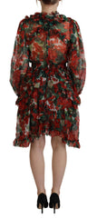 Dolce & Gabbana Kniehohes A-Linien-Kleid mit Geranienmuster in verschiedenen Farben