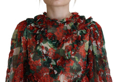 Dolce & Gabbana Kniehohes A-Linien-Kleid mit Geranienmuster in verschiedenen Farben