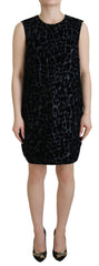 Dolce & Gabbana Schwarzes Leoparden-Shift-Minikleid aus Polyester