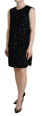 Dolce & Gabbana Schwarzes Leoparden-Shift-Minikleid aus Polyester