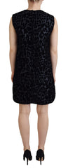 Dolce & Gabbana Schwarzes Leoparden-Shift-Minikleid aus Polyester