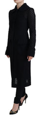 Dolce & Gabbana Schwarzer Blazer mit Knopfleiste, lange Baumwolljacke