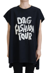 Dolce & Gabbana Schwarzes D&G Fashion Rundhals Baumwoll-T-Shirt