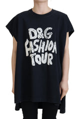Dolce & Gabbana Schwarzes D&G Fashion Rundhals Baumwoll-T-Shirt
