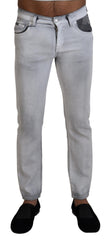 Dolce & Gabbana Grau Verwaschene Skinny Herren Jeans
