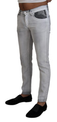 Dolce & Gabbana Grau Verwaschene Skinny Herren Jeans