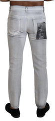 Dolce & Gabbana Grau Verwaschene Skinny Herren Jeans