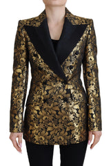Dolce & Gabbana Schwarze Gold-Jacquard-Mantel-Blazer-Jacke