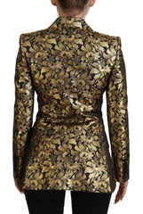 Dolce & Gabbana Schwarze Gold-Jacquard-Mantel-Blazer-Jacke