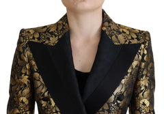 Dolce & Gabbana Schwarze Gold-Jacquard-Mantel-Blazer-Jacke