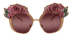 Dolce & Gabbana Pink Gold Rose Pailletten-Stickerei DG2202 Sonnenbrille