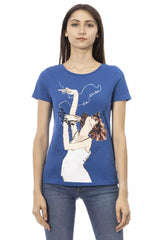 Trussardi Action Blaues Baumwoll-Damen-T-Shirt