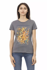 Trussardi Action Graues Baumwoll-Damen-T-Shirt