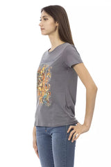 Trussardi Action Graues Baumwoll-Damen-T-Shirt