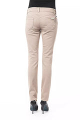BYBLOS Beige Baumwollhose für Damen mit Kettendetail an der Gesäßtasche