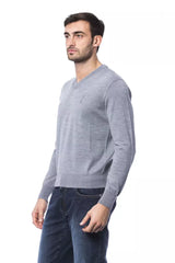 Billionaire Italian Couture Herrenpullover aus grauer Merinowolle