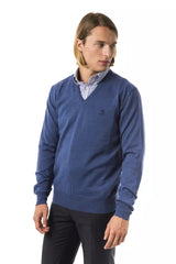 Uominitaliani Blauer Herrenpullover aus Merinowolle